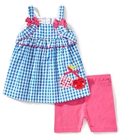 Bonnie Jean Baby Girls Newborn-24 Months Happy Cherries Applique Seersucker & Coordinating Biker Short Set