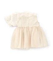 Bonnie Jean Baby Girls Newborn-24 Months Long-Sleeve Faux-Fur Cardigan & Embroidered/Mesh-Skirted Ballerina Dress