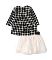 Bonnie Jean Baby Girls Newborn-24 Months Long Sleeve Metallic Boucle Coat & Sleeveless Boucle/Mesh Ballerina Dress Set