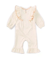 Bonnie Jean Baby Girls Newborn-24 Months Long Sleeve Pumpkin-Appliqued Foiled-Pin Dotted Knit Coverall