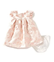 Bonnie Jean Baby Girls Petal-Sleeve Floral Jacquard Patterned Trapeze Dress