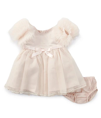 Bonnie Jean Baby Girls Newborn-24 Months Shirred-Ruffled Sleeve Fit & Flare Dress