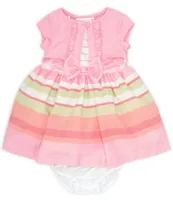 Bonnie Jean Baby Girls Newborn-24 Months Short Sleeve Cardi & Stripe Dress with Matching Panty Set