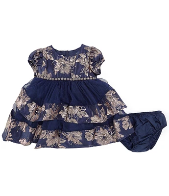 Bonnie Jean Baby Girls Newborn-24 Months Cap Sleeve Foiled Fit & Flare Dress