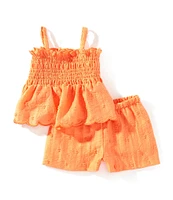 Bonnie Jean Baby Girls Sleeveless Smocked Peplum-Hem Tank Top & Matching Shorts Set
