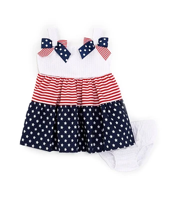 Bonnie Jean Baby Girls Newborn-24 Months Sleeveless Solid/Striped/Star-Printed Americana Fit & Flare Dress