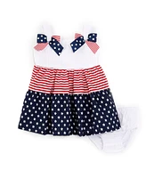 Bonnie Jean Baby Girls Newborn-24 Months Sleeveless Solid/Striped/Star-Printed Americana Fit & Flare Dress