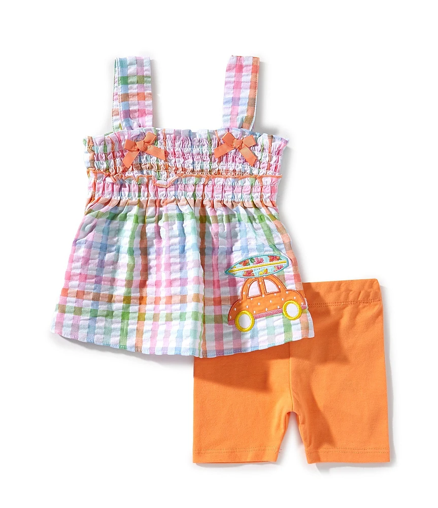 Bonnie Jean Baby Girls Newborn-24 Months Surfboard Applique Top & Coordinating Bike Short Two-Piece Set