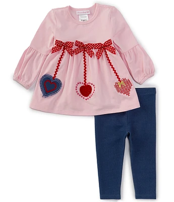 Bonnie Jean Baby Girls Newborn-9 Months Long Sleeve Heart Applique Tunic Top & Leggings Set