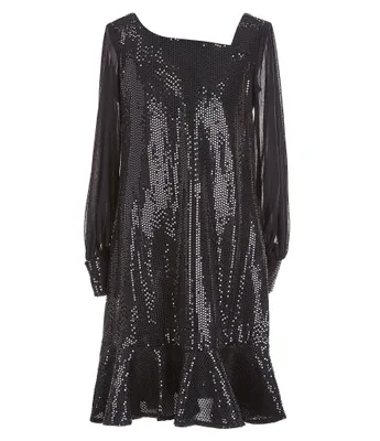 Bonnie Jean Big Girls 7-16 Puffed Sleeve Sequin Embellished Shift Dress