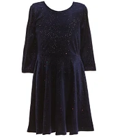 Bonnie Jean Big Girls 7-16 3/4-Sleeve Spangle Velvet Fit-And-Flare Dress