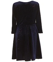 Bonnie Jean Big Girls 7-16 3/4-Sleeve Spangle Velvet Fit-And-Flare Dress