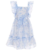 Bonnie Jean Big Girls 7-16 Double Ruffle Sleeve Toile Dress With Matching Hat