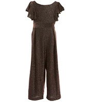 Bonnie Jean Big Girls 7-16 Flutter-Sleeve Metallic-Knit Jumpsuit