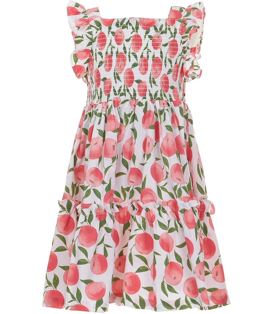 Bonnie Jean Big Girls 7-16 Flutter-Sleeve Peach-Printed Fit-And-Flare Dress