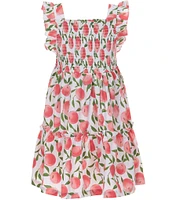 Bonnie Jean Big Girls 7-16 Flutter-Sleeve Peach-Printed Fit-And-Flare Dress
