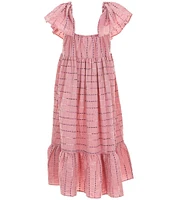 Bonnie Jean Big Girls Flutter-Sleeve Printed Midi Dress