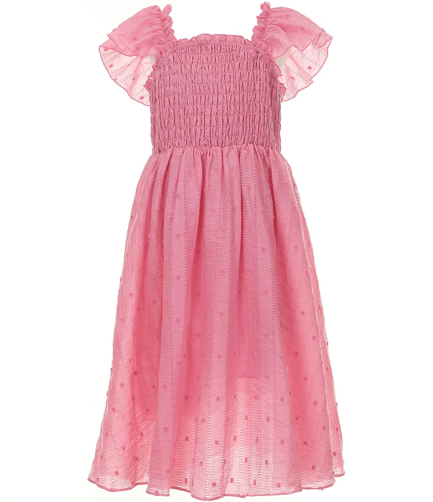 Bonnie Jean Big Girls 7-16 Flutter-Sleeve Textured-Lawn Midi Dress