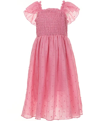 Bonnie Jean Big Girls 7-16 Flutter-Sleeve Textured-Lawn Midi Dress