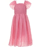 Bonnie Jean Big Girls 7-16 Flutter-Sleeve Textured-Lawn Midi Dress