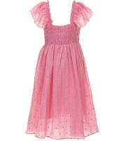 Bonnie Jean Big Girls 7-16 Flutter-Sleeve Textured-Lawn Midi Dress