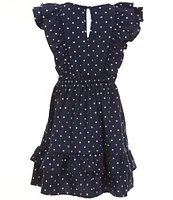Bonnie Jean Big Girls 7-16 Flutter Sleeve Tiered Skirt Polka Dot Dress