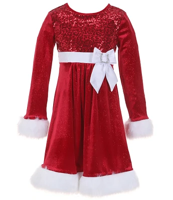 Bonnie Jean Big Girls 7-16 Long Sleeve Santa Velvet Dress