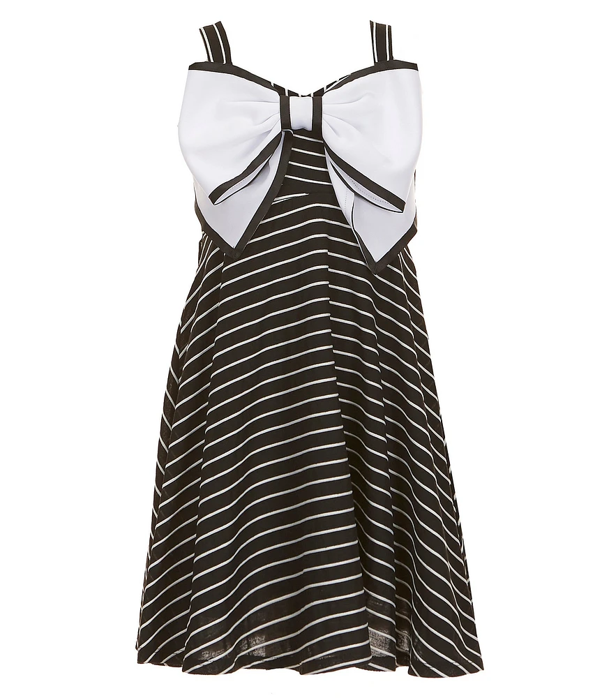 Bonnie Jean Big Girls 7-16 Oversized Bow Front Stripe Knit Dress