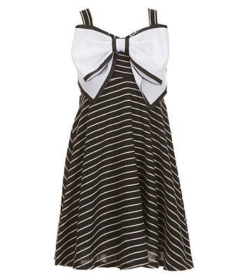 Bonnie Jean Big Girls 7-16 Oversized Bow Front Stripe Knit Dress
