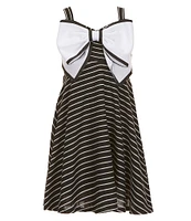 Bonnie Jean Big Girls 7-16 Oversized Bow Front Stripe Knit Dress