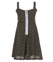 Bonnie Jean Big Girls 7-16 Oversized Bow Front Stripe Knit Dress