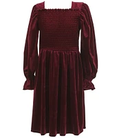 Bonnie Jean Big Girls 7-16 Raglan Sleeve Smocked-Bodice Velvet Fit & Flare Dress