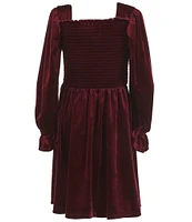 Bonnie Jean Big Girls 7-16 Raglan Sleeve Smocked-Bodice Velvet Fit & Flare Dress