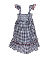 Bonnie Jean Big Girls 7-16 Seersucker Gingham Multi-Colored Ric-Rac Trim Sundress