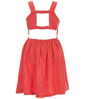 Bonnie Jean Big Girls 7-16 Sleeveless Bow-Accented Eyelet-Embroidered Fit-And-Flare Dress