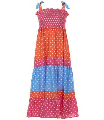 Bonnie Jean Big Girls 7-16 Sleeveless Dotted/Color Block Long Dress