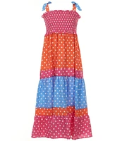 Bonnie Jean Big Girls 7-16 Sleeveless Dotted/Color Block Long Dress