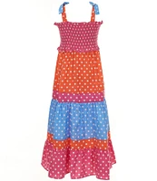 Bonnie Jean Big Girls 7-16 Sleeveless Dotted/Color Block Long Dress