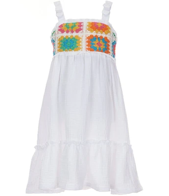 Bonnie Jean Big Girls Sleeveless Geometric-Crocheted-Bodice Gauze Empire Waist Dress