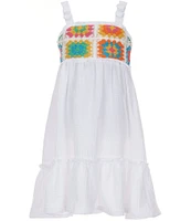 Bonnie Jean Big Girls Sleeveless Geometric-Crocheted-Bodice Gauze Empire Waist Dress