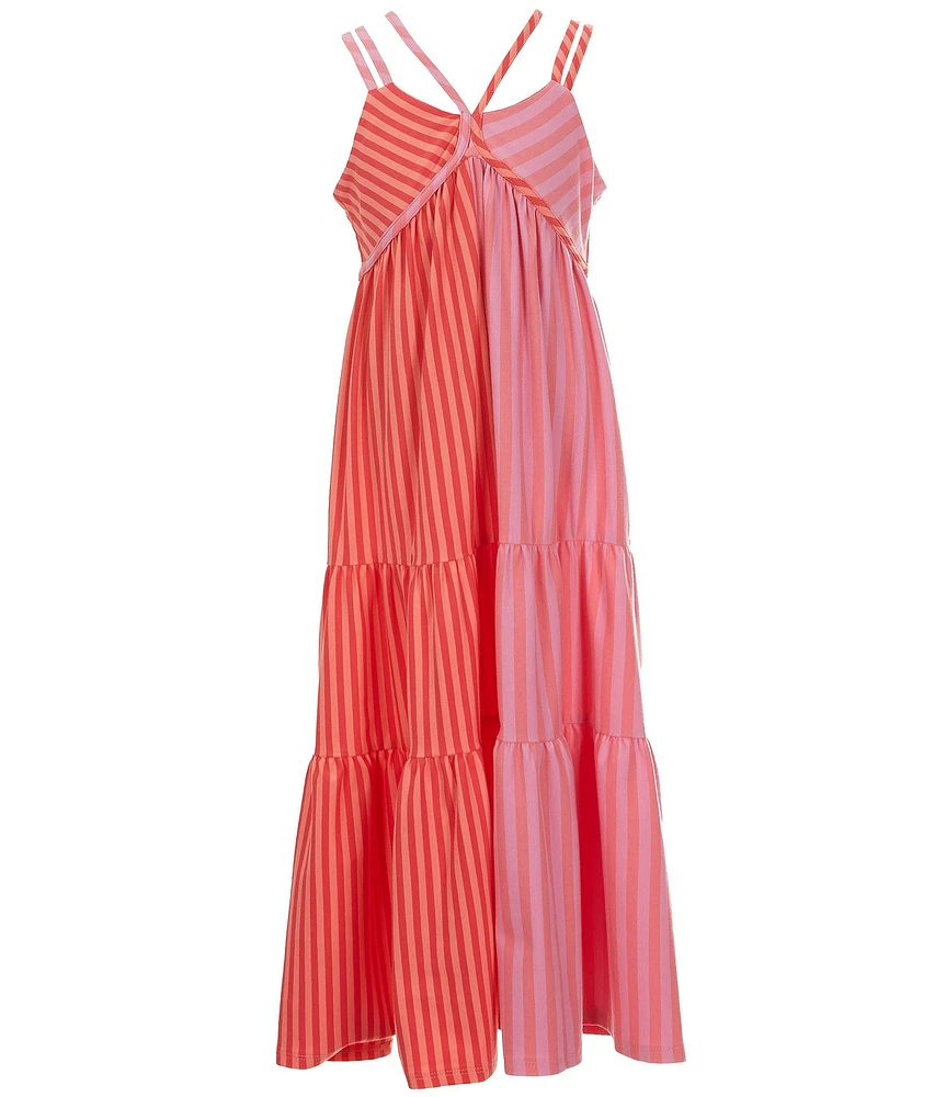 Bonnie Jean Big Girls 7-16 Sleeveless Mixed-Stripe/Color Block Maxi Dress