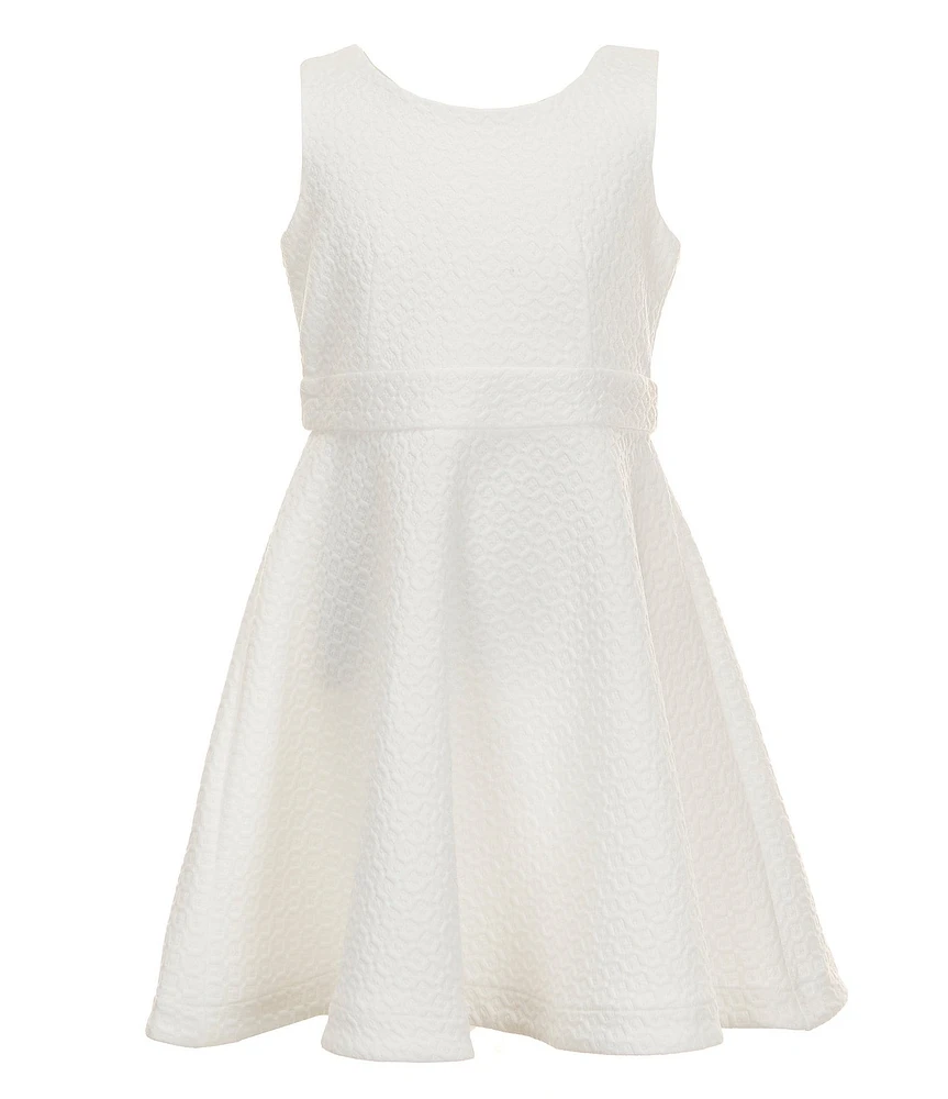 Bonnie Jean Big Girls 7-16 Textured Bow Back Round Neck Sleeveless Knit Skater Dress