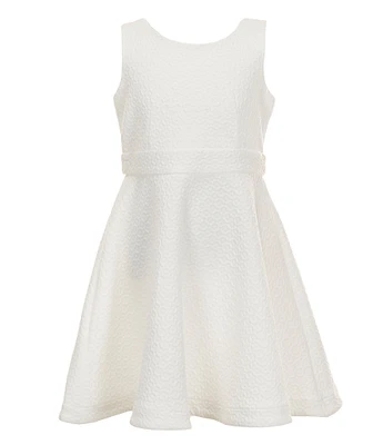 Bonnie Jean Big Girls 7-16 Textured Bow Back Round Neck Sleeveless Knit Skater Dress
