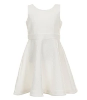 Bonnie Jean Big Girls 7-16 Textured Bow Back Round Neck Sleeveless Knit Skater Dress