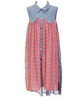 Bonnie Jean Big Girls Plus Size 14.5-20.5 Americana Stars & Stripes Shirt Dress