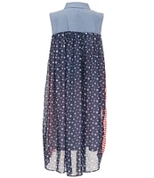 Bonnie Jean Big Girls Plus Size 14.5-20.5 Americana Stars & Stripes Shirt Dress