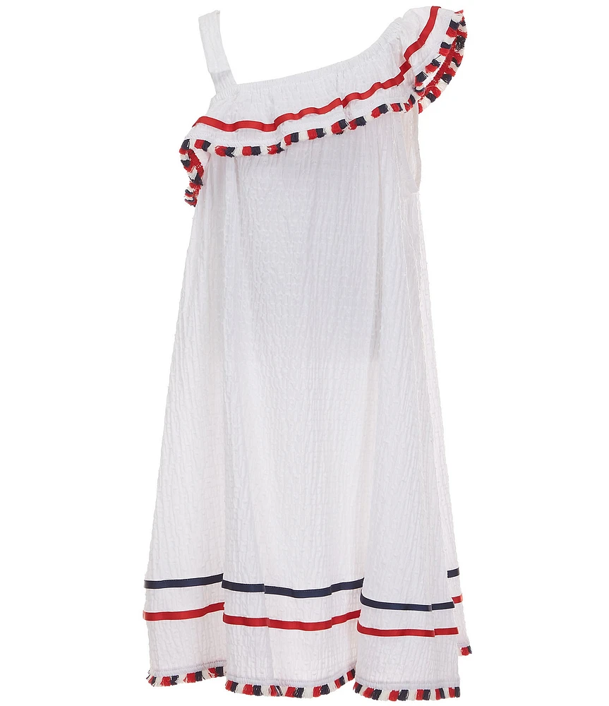 Bonnie Jean Big Girls Plus Size 14.5-20.5 Clip Dot Fringe Trim Dress