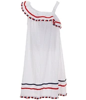 Bonnie Jean Big Girls Plus Size 14.5-20.5 Clip Dot Fringe Trim Dress