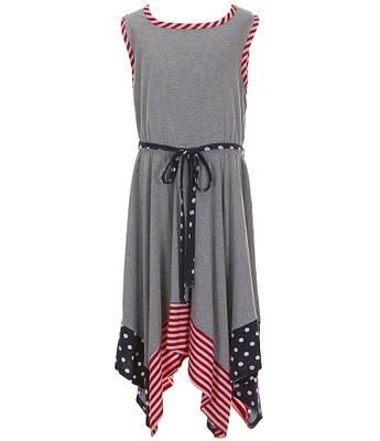 Bonnie Jean Big Girls Plus Size 14.5-20.5 Sleeveless Heather Knit Hanky Sundress