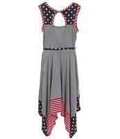 Bonnie Jean Big Girls Plus Size Sleeveless Heather Knit Hanky Sundress